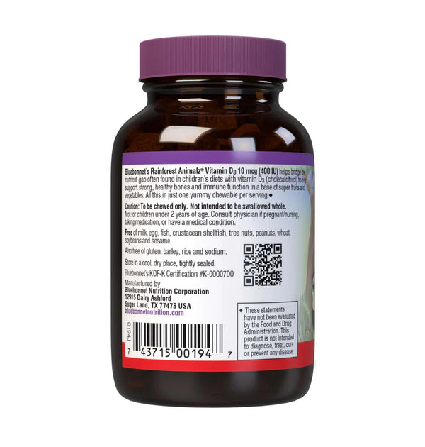 RAINFOREST ANIMALZ VITAMIN D3 400 IU