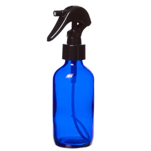 4 oz Blue Glass Bottle with Black Trigger Spray