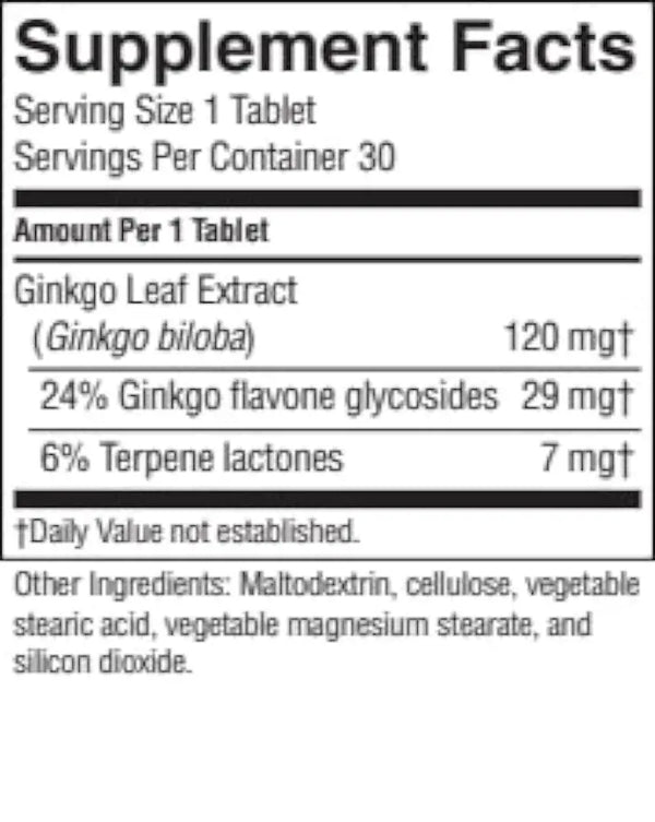 Ginkgo Biloba Extract Time-Release (30 Tabs)