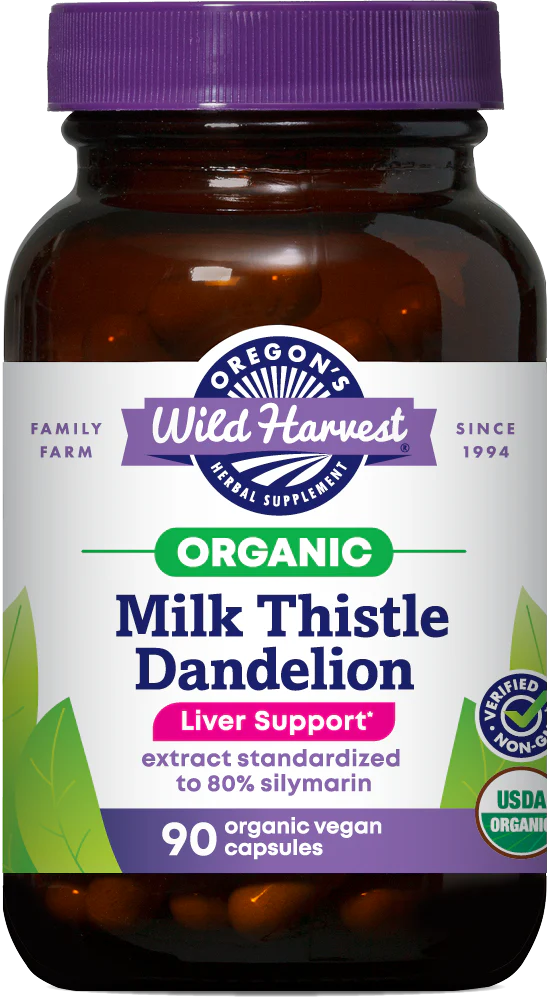 Milk Thistle Dandelion Capsules, Organic