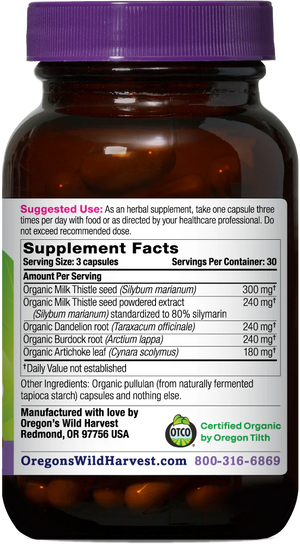 Milk Thistle Dandelion Capsules, Organic
