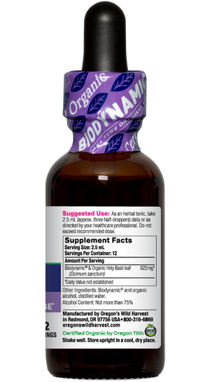 Holy Basil, Biodynamic Herbal Tonic 1 oz