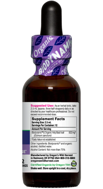 Holy Basil, Biodynamic Herbal Tonic 1 oz