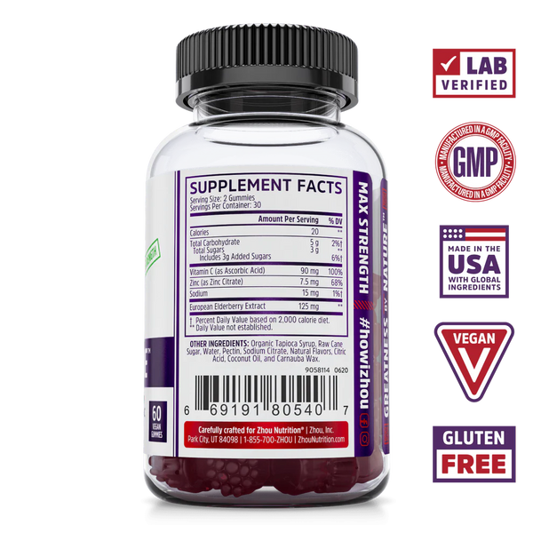 Elder-Mune Elderberry Gummies with Vitamin C & Zinc
