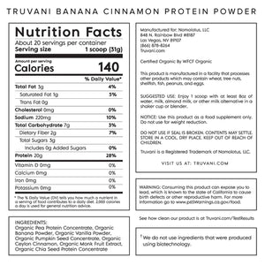 Truvani Certified Organic Plant Based Protein - Banana Cinnamon
